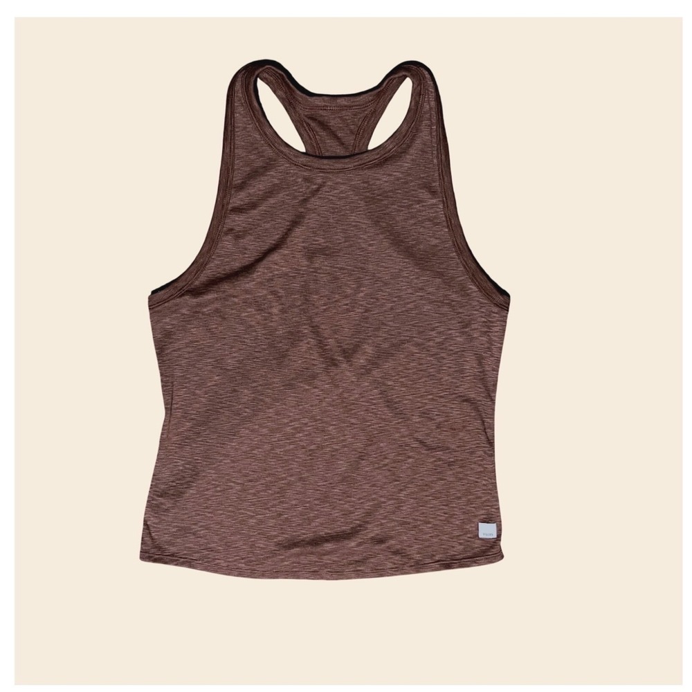 Vuori Lux Performance Racerback Tank Top Chestnut Heather Slim Fit Workout Yoga